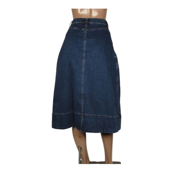 Luum Montana Denim Midi Skirt Indigo Blue Size L  Fit & Flare Waist - Picture 3 of 10